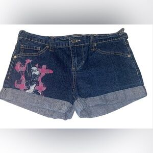 DISNEY Cute Sexy Short TINKERBELL & Stars Denim Jean Shorts Junior Size 7
